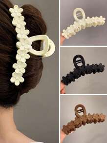 3pcs Flower Matte Hair Clips, Large Hair Accessories For Buns, Elegant Hair Claws For Women, Summer Beauty Claw Clips