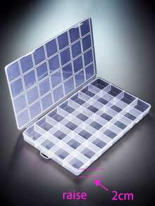 28 Compartments Plastic Jewelry Box, Adjustable Storage Container For Earrings, Raised Design - Clear - View 2