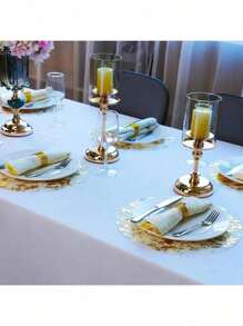 [Individuals metálicos] Conjunto de 100 jogos americanos descartáveis, 13 polegadas, redondo, malha metálica prensada, caminho de mesa de malha fina metálica para decoração de casa, mesa de jantar, casamento, festa de aniversário