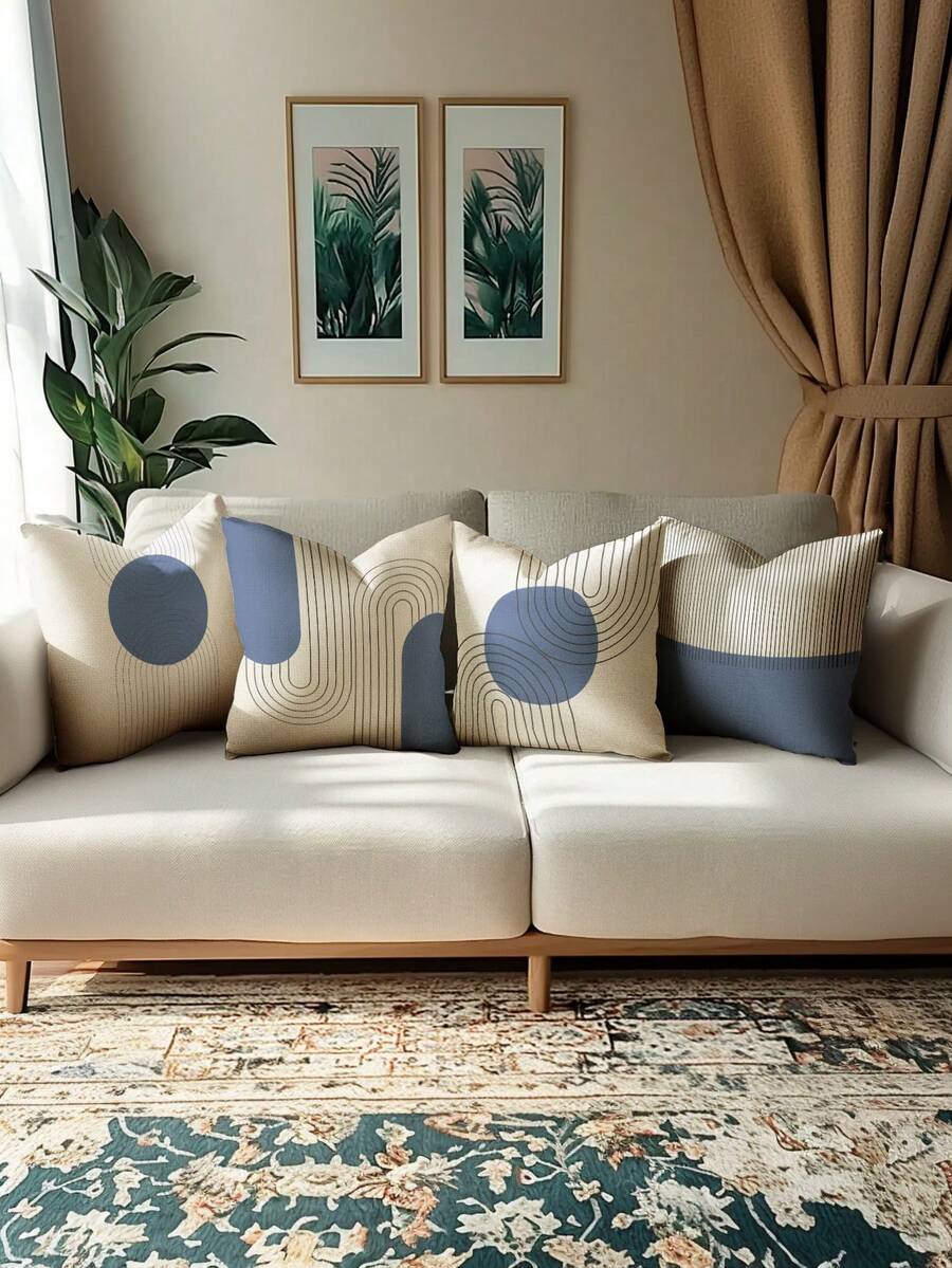 4 Stück Bohemian Stil Klassisches Muster Kissenbezug, mit Reißverschluss, waschbar und wiederverwendbar, Heimdekoration, Sofakissenbezug für Schlafzimmer, Wohnzimmer, Sofa, Auto, Stühle (Kissenfüllung nicht enthalten)