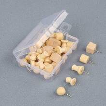 1 盒木制图钉套装，包括方形图钉、角形图钉、圆柱形图钉和各种形状 - 彩色 - 查看 10