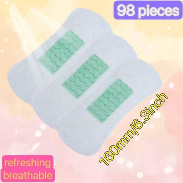 98 Pcs Thin Daily Panty Liners For Women, Light Absorbency, Unscented,Thin,VENTILATE,Individually Sealed Small Package,Breathable And Close-Fitting Sanitary Pads,Feminine Hygiene Products,Period Care,Disposable Pads,Breathable Sanitary Pads