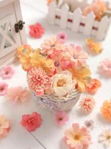 40pcs-Artificial Flowers Fall, Orange Faux Flowers With Stems Silk Mix Peony Combo Set Combination Silk Mixed Peony Rose Hydrangea Fake Flowers, Halloween Fall Decorations,Floral Decoration Gift, Wedding Bouquet, Home Artificial Flower Decoration, Happy Fall Party Supplies Thanksgiving Birthday,Hanksgiving Harvest Decor Party Supplies,Party, Wedding, Classroom,Home Thanksgiving Indoor Harvest Halloween,Autumn Harvest Party Supplies