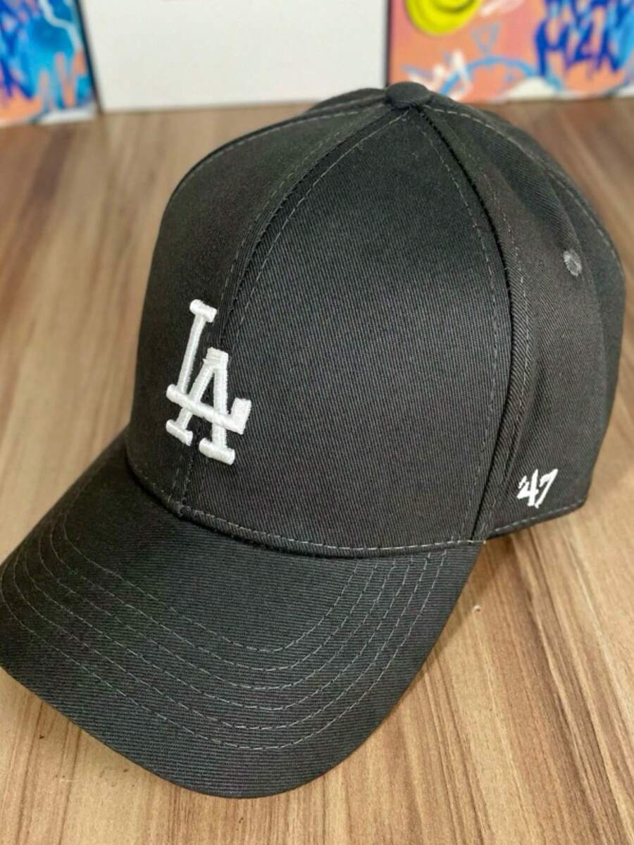 LA Embroidered Baseball Style Cap Curved Brim Adjustable SnapBack Men Women Unisex High Quality - 鉛和白 - 查看 1