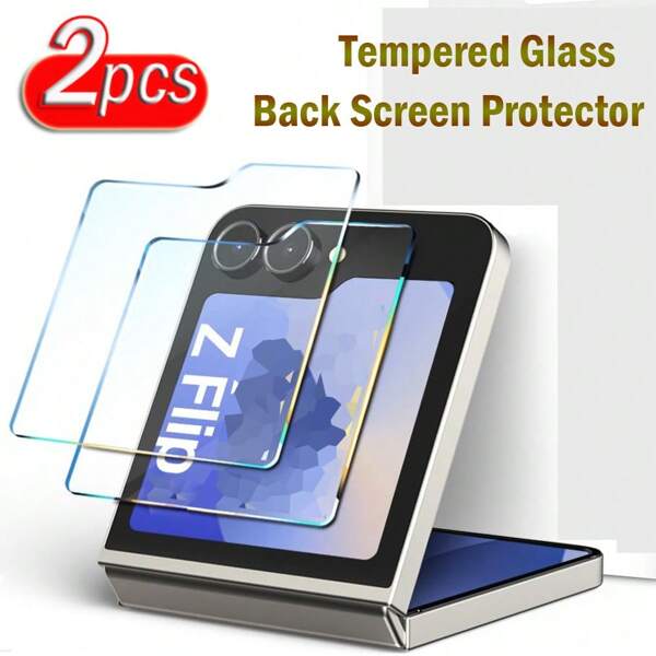 2Pcs Back Screen Protector Compatible With Samsung Galaxy Z Flip4 Flip6 Flip5 Flip7 Protective Back Screen Tempered Glass Anti-Scratch HD Clear Ultra Thin Screen Protector Compatible With Galaxy Z Flip7 6 5 4 Back Screen Film