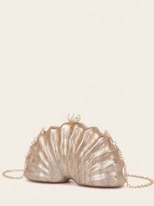 女士晚宴手拿包新娘婚礼个性化迷你贝壳设计亚克力手拿包晚宴包女士舞会带可拆卸金属链适用于婚礼和派对单肩包女士手拿包女士手提晚宴包多功能鸡尾酒会新款钱包宴会包 - 彩色 - 查看 6