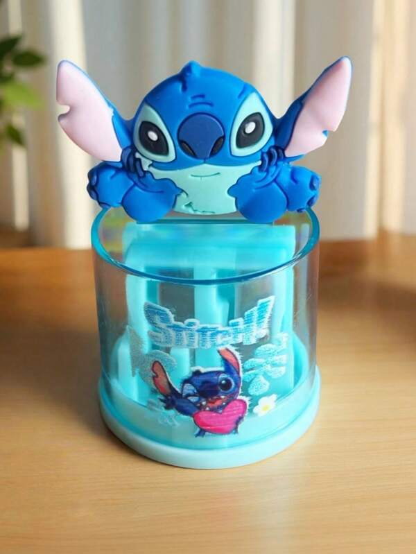 Disney Bleistiftspitzer im Stil von Stitch & Lilo Stitch - süße Cartoon-Charakterdesigns, tragbar und kompakt, ideal für Schreibtische, Schulmaterialien, verspieltes Design, kompakte Größe, Bleistifthalter