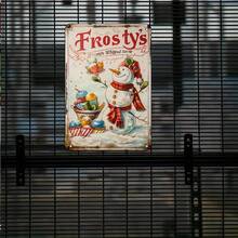 1 pieza Cartel de metal vintage de 8x12 pulgadas con muñeco de nieve navideño, decoración de pared para el hogar, bar, cafetería, idea de regalo perfecta