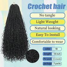 Goddess Locs Crochet Hair 7Pack Pre Looped Braiding Hair 18 Inch Bohemian Faux Locs Boho Braids River Locs Dreadlocs Hair For Black Women01 - 1B - View 2