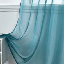 Sheer Teal Curtains 45 Inches Long For Kitchen Small Windows Rod Pocket Voile Sheer Window Panels Drapes For Kids Room 1 Pair Sets 52 Inch X 45 Inch - Teal Blue - View 6