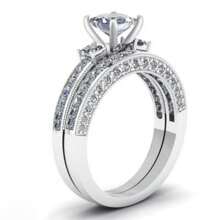 Set de 2 anillos con forma cuadrada, anillos clásicos de moda para mujer, adecuados como regalo de cumpleaños, regalo festivo, regalo de lujo para la novia, para fiestas y uso diario