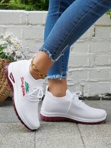 Zapatillas deportivas blancas de malla ligera y transpirable, Zapatillas casuales de mujer, Zapatos de running versátiles y de moda para la oficina, Nuevos 2025