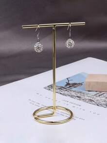 Metall T-förmiger Halsketten Ständer mit Holzsockel, Halsketten Präsentationsständer, Schreibtisch Schmuckaufbewahrung, geeignet für Halsketten, Armbänder, Ohrringe, Live-Streaming und Fotografie Requisiten, ideal für Frauen zum Aufbewahren und Organisieren von Geschenken für Hochzeiten, Sommer und Semesteranfang