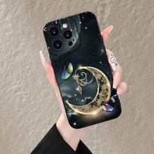 Diseño único, creativo y lindo de luna y estrella, funda de teléfono clásica personalizada, elegante y sencilla, protección a prueba de golpes y anticaídas, resistente a las manchas y duradera, adecuada para  17/17 Pro/17 Pro Max/17 Air/ 16/16 Pro/16 Pro Max/16 Plus/ 15/15 Pro Max/15 Pro/15 Plus/ 14/14 Pro/14 Plus/14 Pro Max/ 13/13 Pro/13 Pro Max/12/12 Pro/12 Pro Max/11/11 Pro/11 Pro Max/XR/X/XS/XS Max. Es el regalo de cumpleaños perfecto para novias, novios, esposos, esposas, amigos o para uno mismo, innovador y a la moda, adecuado tanto para hombres como para mujeres.Funda de teléfono en blanco y negro - Negro 2047 - Ver 2