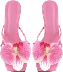 Orchid Heels For Women Slip On Kitten Heel - Orange - View 3