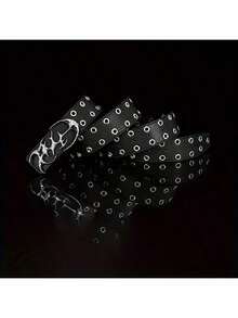 新款Y2K风格不锈钢镂空独特搭扣仿皮腰带，千禧朋克摇滚街头风，适合学校、万圣节、夏季、休闲、商务场合，可作为男友、丈夫、父亲等男士礼物，日常穿着，时尚百搭，适合青少年、户外、度假、运动、旅行、街头、波西米亚风、复古秋季、万圣节秋冬配饰，适合青少年、青年、男士，休闲、户外、运动、度假、毕业礼物、生日礼物、日常穿着