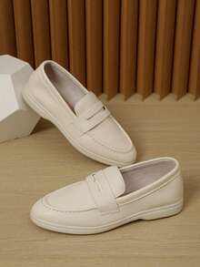 New Comfortable Soft-Sole Slip-On Loafers For Women - Beige - View 3