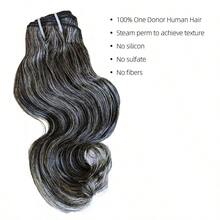Raw Body Wave Salt And Pepper Gray Human Hair Bundles Unprocessed 8IN Short Grey Human Hair 1 Single Bundle 5+ Years Long Lifespan 50% Grey Mixed 50% Black Color Virgin Hair Weave Weft By Clytie01 - Gray - View 5
