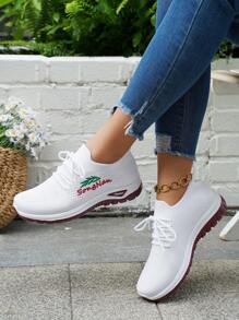 Zapatillas deportivas blancas de malla ligera y transpirable, Zapatillas casuales de mujer, Zapatos de running versátiles y de moda para la oficina, Nuevos 2025