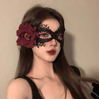 1 pièce 10 styles Masque à moitié du visage mystérieux, décoration pour les femmes pour l'ambiance de fête d'Halloween, de bal masqué et de cosplay