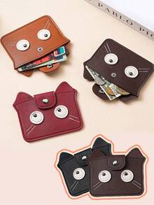 1件女士新款卡通猫咪可爱卡包零钱包迷你超薄小卡片盒化妆包女士钱包迷你钱包零钱包 - 彩色 - 查看 2