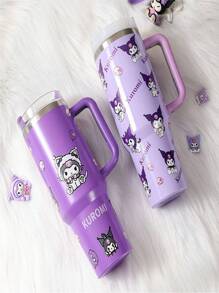 Sanrio 1 pièce Tasse de voyage en acier inoxydable de 40 oz Sanrio Kuromi avec couvercle et paille - étanche, s'adapte au porte-gobelet de la voiture, garde les boissons chaudes ou froides, boissons fraîches en été, design de dessin animé mignon avec étoiles et personnages - cadeau parfait pour l'anniversaire et la Saint-Valentin