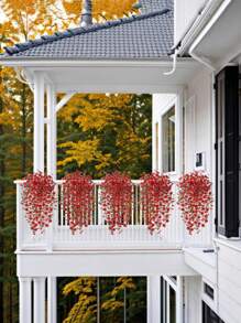 4 pièces/6 pièces Plantes grimpantes artificielles pendantes, plante d'eucalyptus, protégée contre les UV pour arche de mariage extérieure, salon, bureau, mur, jardin, étagère de décoration de maison. Plantes artificielles réalistes pour intérieur et extérieur, véranda, balcon, fenêtre, bac à plantes et décoration de maison, mariage, fête.