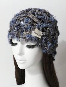 一顶女士彩色手工钩针镂空针织帽春夏透气小众旅行露脸小包包帽时尚套头帽时尚百搭