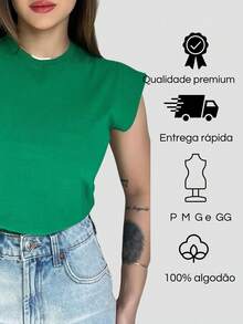 Women's Casual Short Sleeve Comfortable Turtleneck Muscle Tee T-Shirt - 開心果綠 - 查看 5