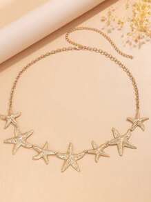1 szt. Ocean Vacation Style Starfish Waist Chain, seksowny plażowy sztuczny perłowy kwiat Body Chain do codziennego noszenia przez kobiety i na wakacje