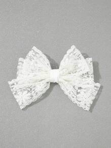 1 pièce pince à cheveux en dentelle blanche à 3 couches pour femme, jolie et élégante, avec un long ruban en polyester