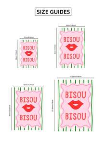 1pc Bisou Bisou French Lips Art Print Vintage Red Lips With "Kiss Kiss" Quote & Girly Aesthetic Wall Decor, Frameless Canvas Poster For Girls Room Decor, Dorm Decor, Home Decor, Back To School, Perfect Gift For Her & Party Decoration - Multicolor - View 10