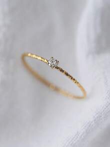 闪亮奢华小众超轻18K金迷你钻石精致星空戒指，优雅女士珠宝 - 迷你小鑽戒指 - 查看 4