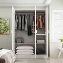 Veyra 3 Doors Wardrobe Armoire Closet, Large Freestanding Armoire Wardrobe Cabinet With Shelves & Hanging Rod, Bedroom Wood Clothes Storage Cabinet Organizer, White 47.2" Wide Type A - White B - View 3