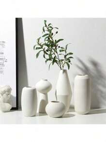 1pc Ceramic European Vase, Plain Vase, Simple Brushed Vase, Home Soft Decoration, Home Vase Decoration, Home Single Products