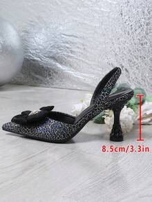 New Stylish French Sexy Bow Crystal Decorated Closed Toe High Heel Summer Sandals, Party Pearls Bowtie