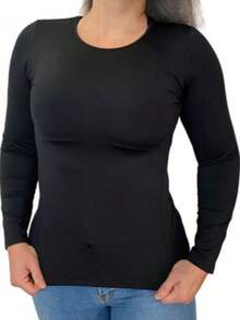 Plain Suplex Plush Thermal Cold Weather Top With No Letters Daily - Black - View 1