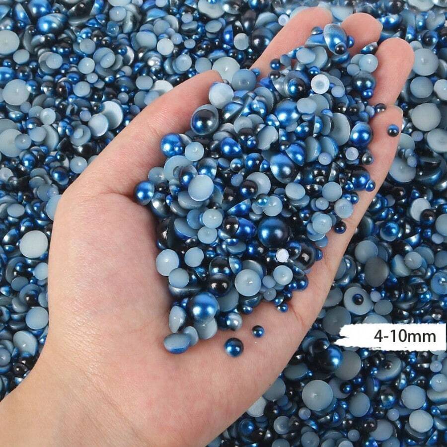 2368颗3-10毫米混合珍珠树脂水钻平底珍珠装饰品，DIY工艺用品，适用于手机壳、镜子、杯子、工艺品、鞋子等。