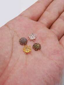 50 件金色合金空心花珠 - 多功能 DIY 珠宝制作用品，工艺配件吊坠隔珠，易于使用，非常适合手工珠宝、时装设计和艺术项目