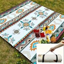 Portable Outdoor Picnic Blanket - Lightweight Polyester Beach Mat With Fashionable Geometric Design, Suitable For Camping, BBQ, Hiking And Travel, Camping Accessories