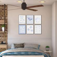 6-Pc Coastal Seashell Starfish Palm Tree Wall Art Prints – Beach & Coastal Wall Decor Poster Set For Girly Room, Dorm & Apartment Home Decoration, Chic Preppy Aesthetic