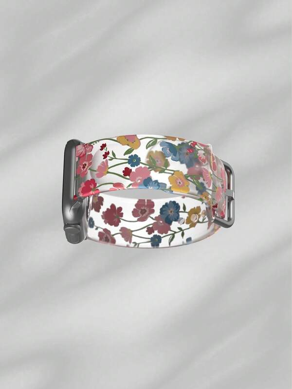 1pc Colorful Floral Soft Elastic Breathable Comfortable Replacement Wrist Band, Fits Apple Watch 38mm 40mm 41mm 45mm 44mm 42mm 49mm, Fashionable Casual Multi-Color Silicone Watch Strap Compatible With Apple Watch Ultra Series, S10/SE/9/8/7/6/5/4/3/2/1
