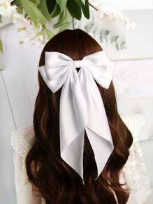 1 pièce pince à cheveux en dentelle blanche à 3 couches pour femme, jolie et élégante, avec un long ruban en polyester