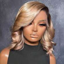 Ombre Milk Tea Blonde Bob Wig Human Hair Body Wave 200% Density Loose Wave 13x4 Hd Brown Roots With Ash Blonde Summer Bob Wig Pre Plucked With Baby Hair For Women 12 Inch01 - OmbreMilkTeaBlonde - View 6