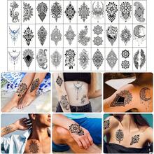 New  48 Waterproof Temporary Tattoos For Alt, Manala Vintage Black Lots Temporary Tattoos For Men Women, Manala Fll Arm Fake Tattoo Bohemia Flower Fake Arm Tattoos For Boys Girls - M-那 - 查看 8