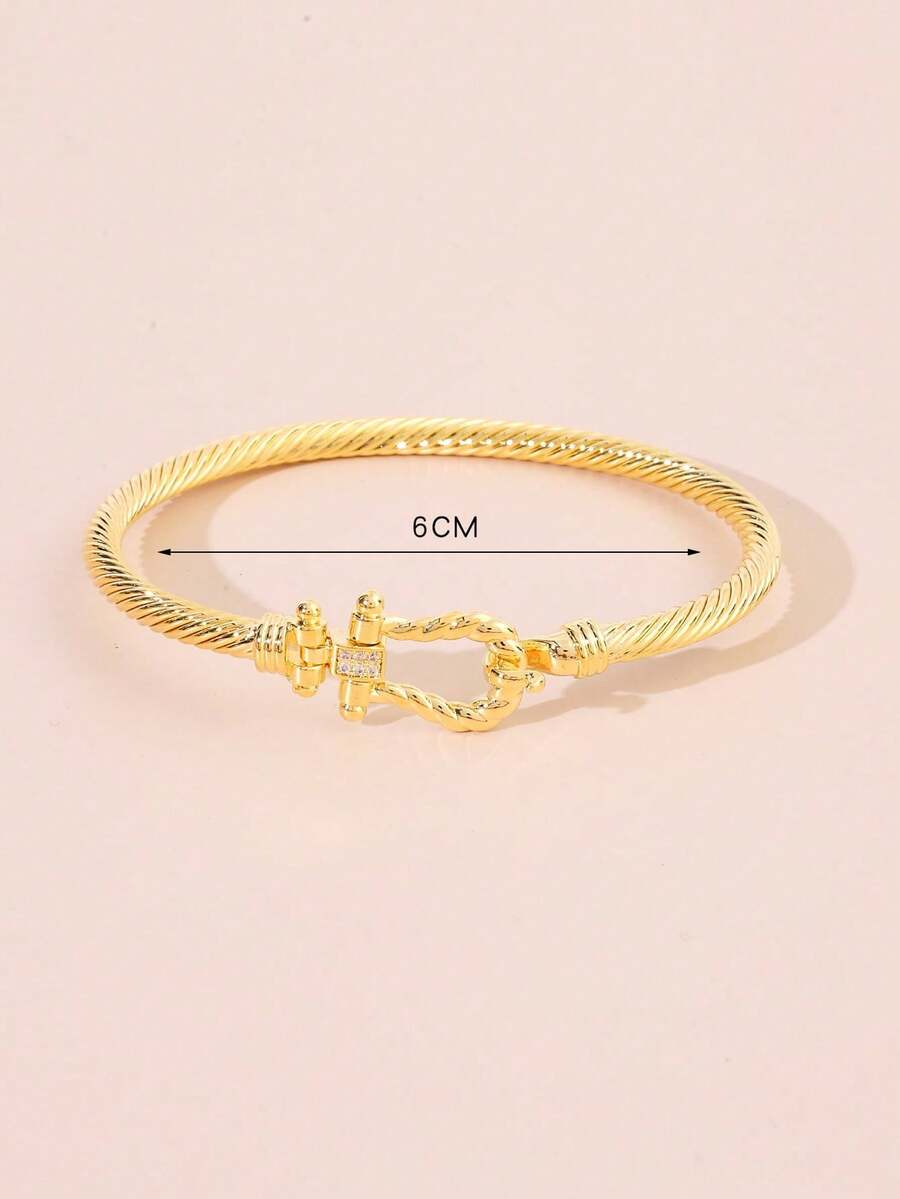 1 件时尚流行简约女士手链，适合日常佩戴和派对 - 卡扣花卉金色 - 查看 1