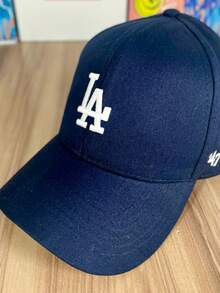 LA Embroidered Baseball Style Cap Curved Brim Adjustable SnapBack Men Women Unisex High Quality - Hải quân và Trắng - Xem 1