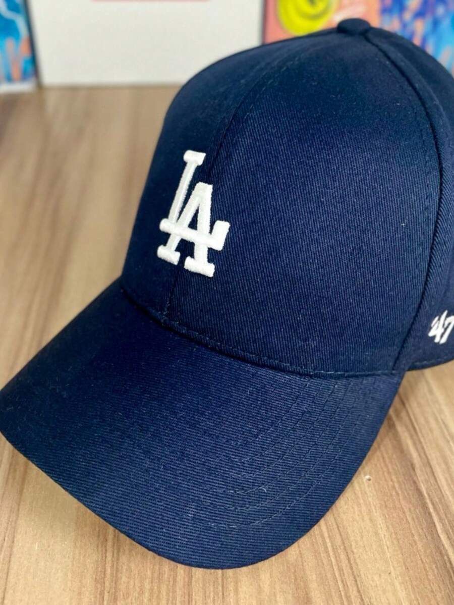 LA Embroidered Baseball Style Cap Curved Brim Adjustable SnapBack Men Women Unisex High Quality - Hải quân và Trắng - Xem 1