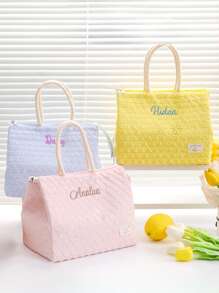1pc Customized Thick Aluminum Foil Lunch Bag, Portable Insulated Cooler Bag With Multiple Pockets, Waterproof Handbag For Students, Office Workers, Outdoor Activities, Picnics - Suitable As Mother's Day, Valentine's Day, Nurses Day, Teacher's Day, Christmas, Back To School Gift, Women's Birthday Gift