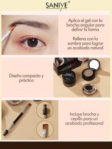 SANIYE Pomada para cejas dúo M250  2 en 1 de larga duración  con 6 colores ,de aspecto natural - Dark Brown - Ver 3